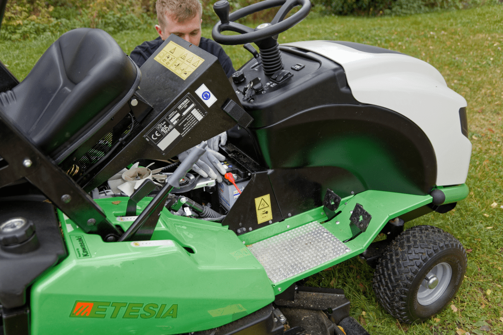 Etesia ride store on mower